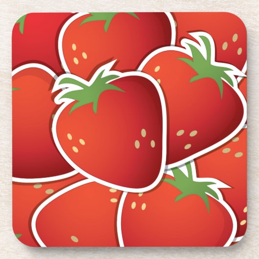 Funky Erdbeeren Getränkeuntersetzer (Vorderseite)