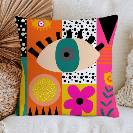 Funky Evil Eye Abstract Bohemian Fette Maximalisti Kissen