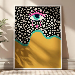 Funky Evil Eye Illustration Maximalistische Kunst Poster
