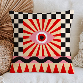 Funky Evil Eye Karo-Muster RETRO Abstract Kissen