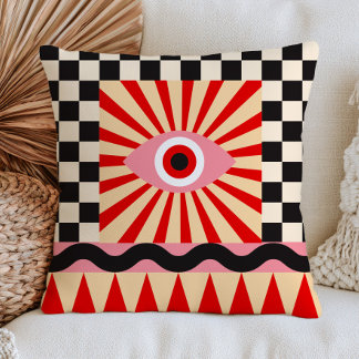 Funky Evil Eye Karo-Muster RETRO Abstract Kissen