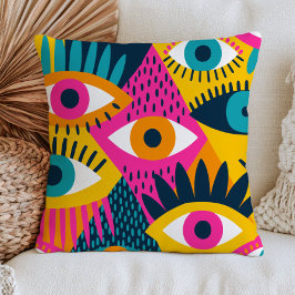 Funky Evil Eyes Nazar Farbige Maximalist Bohemian Kissen
