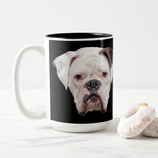 Funky Face Boxer Zweifarbige Tasse (Mit Donut)