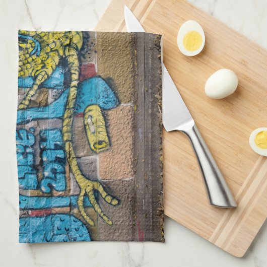 Funky Fantasy Horned Owl Graffiti Geschirrtuch (Viertel Falte)