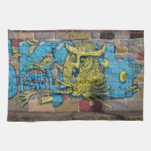 Funky Fantasy Horned Owl Graffiti Geschirrtuch (Horizontal)