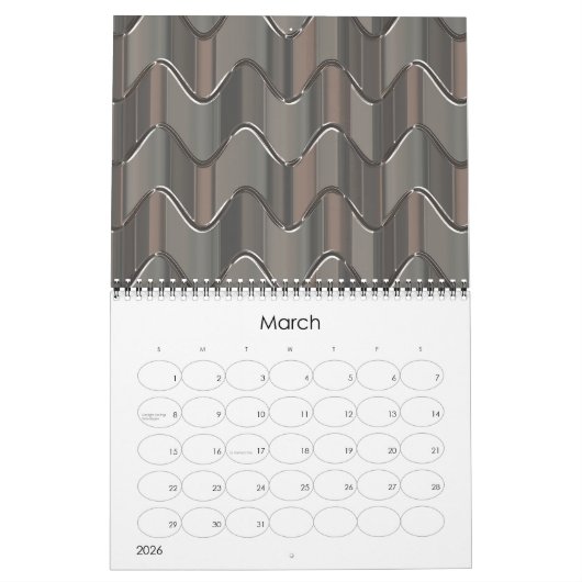 Funky Fantasy Waves 3D Modern Art Designs Kalender (Mär 2026)
