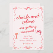 Funky farbenfrohe Vorlage handgeschriebene Hochzei (Vorne/Hinten)