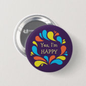 Funky farbenfrohe Wirbel Benutzerdefinierter Textg Button (Vorne & Hinten)