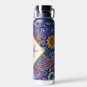 Funky farbige Paisley personalisiert Trinkflasche (Rückseite)