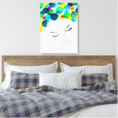 Funky farbiges Haarmädchen Aquarell Leinwanddruck (Insitu (Schlafzimmer))