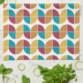 Funky farbiges Retro 70er Vintag geometrisches Mus Geschirrtuch (Gefaltet)