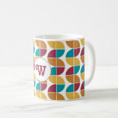 Funky farbiges Retro 70er Vintag geometrisches Mus Kaffeetasse (VorderseiteRechts)