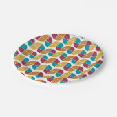 Funky farbiges Retro 70er Vintag geometrisches Mus Pappteller (Schrägansicht)