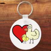 Funky Farm Chicken and Chick I Herz Mama Schlüssel Schlüsselanhänger (Vorderseite)