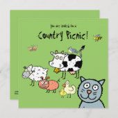 Funky Farm Country Picnic Einladung (Vorne/Hinten)