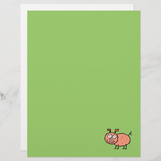 Funky Farm Pig Gerecycelt Letterhead Paper (Vorne/Hinten)