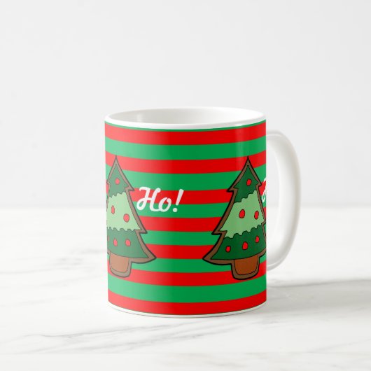 Funky Festive Stripes and Tree Kaffeetasse (VorderseiteRechts)
