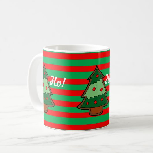 Funky Festive Stripes and Tree Kaffeetasse (Vorderseite Links)