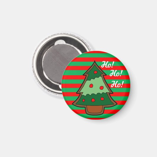 Funky Festive Stripes and Tree Magnet (Vorderseite/Rückseite)