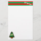 Funky Festive Tree and Elf Stripes Briefpapier (Vorderseite)