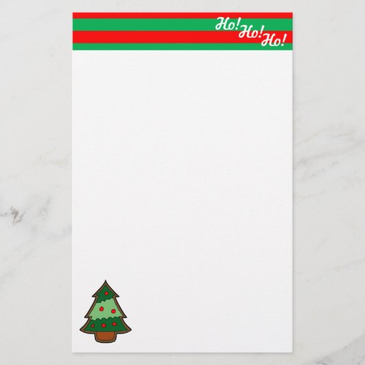 Funky Festive Tree and Elf Stripes Briefpapier (Vorderseite)