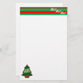Funky Festive Tree and Elf Stripes Briefpapier (Vorne/Hinten)