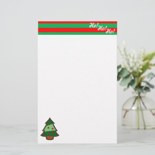 Funky Festive Tree and Elf Stripes Briefpapier (Stehend Vorderseite)