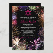 Funky Fireworks Bat Mitzvah Einladung (Vorne/Hinten)