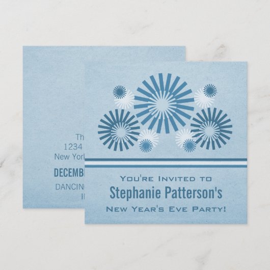 Funky Fireworks - Einladung zum Silvesterabend, bl (Vorne/Hinten)