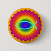 Funky Fisch-Augen-christlicher Knopf Button (Vorderseite)
