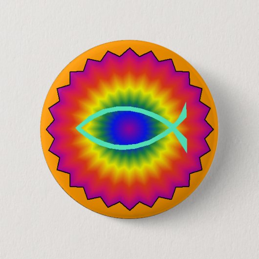 Funky Fisch-Augen-christlicher Knopf Button (Vorderseite)