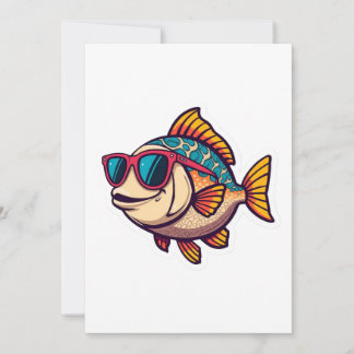 Funky-Fisch-mit-Sonnenbrille-Aufkleber Einladung