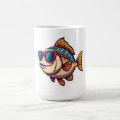 "Funky Fish mit Sonnenbrille Sticker Kaffeetasse (Mittel)