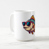 "Funky Fish mit Sonnenbrille Sticker Kaffeetasse (Vorderseite Links)