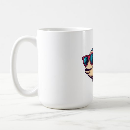 "Funky Fish mit Sonnenbrille Sticker Kaffeetasse (Links)