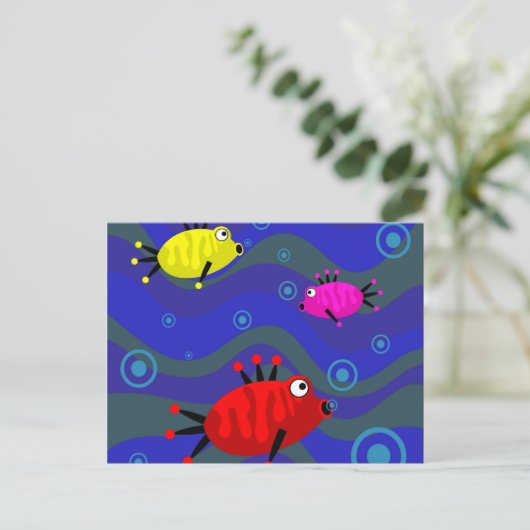 Funky Fish Postkarte (Stehend Vorderseite)