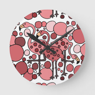 Funky Flamingo Art Runde Wanduhr