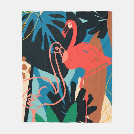 Funky Flamingo Fleecedecke (Vorderseite)