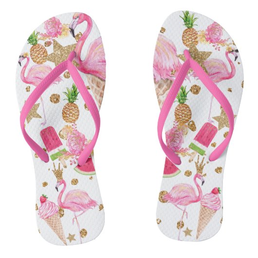 Funky Flamingo Flip Flops für Flamingo Lover Badesandalen (Fußbett)