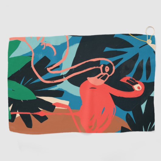Funky Flamingo Golfhandtuch (Horizontal)