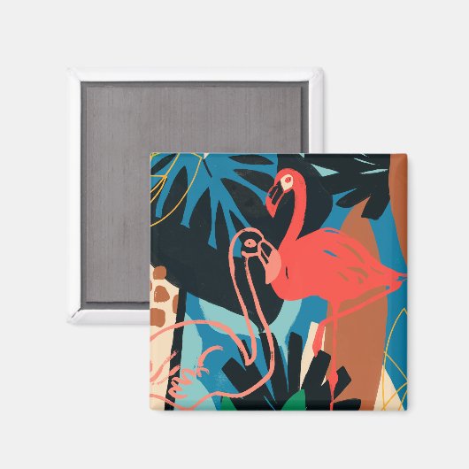 Funky Flamingo Magnet (Vorderseite/Rückseite)