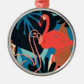 Funky Flamingo Ornament Aus Metall (Vorne)
