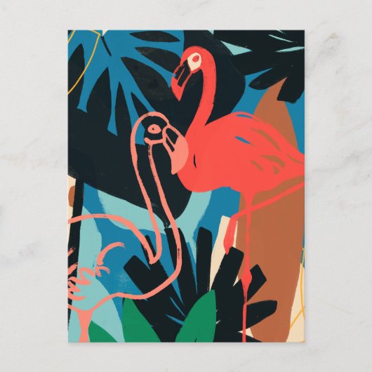 Funky Flamingo Postkarte (Vorderseite)