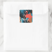 Funky Flamingo Quadratischer Aufkleber (Tasche)