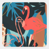 Funky Flamingo Quadratischer Aufkleber (Vorderseite)