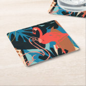 Funky Flamingo Rechteckiger Pappuntersetzer (angewinkelt)