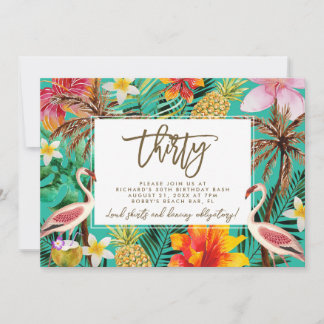 Funky Flamingo Tropical 30. Geburtstag Einladung