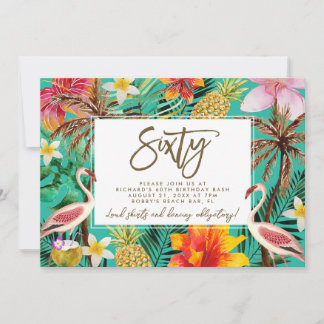 Funky Flamingo Tropical 60. Geburtstag Einladung