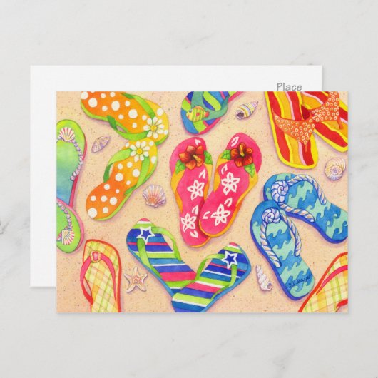 Funky Flip Flops Postkarte (Vorne/Hinten)