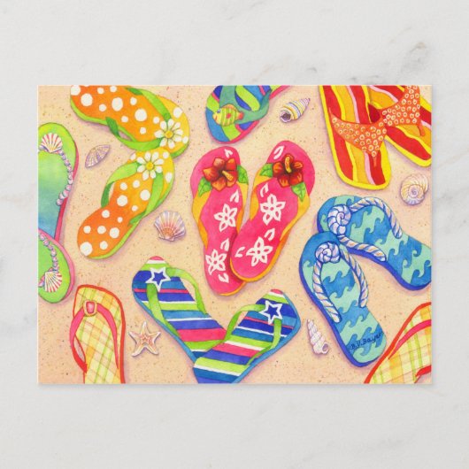 Funky Flip Flops Postkarte (Vorderseite)